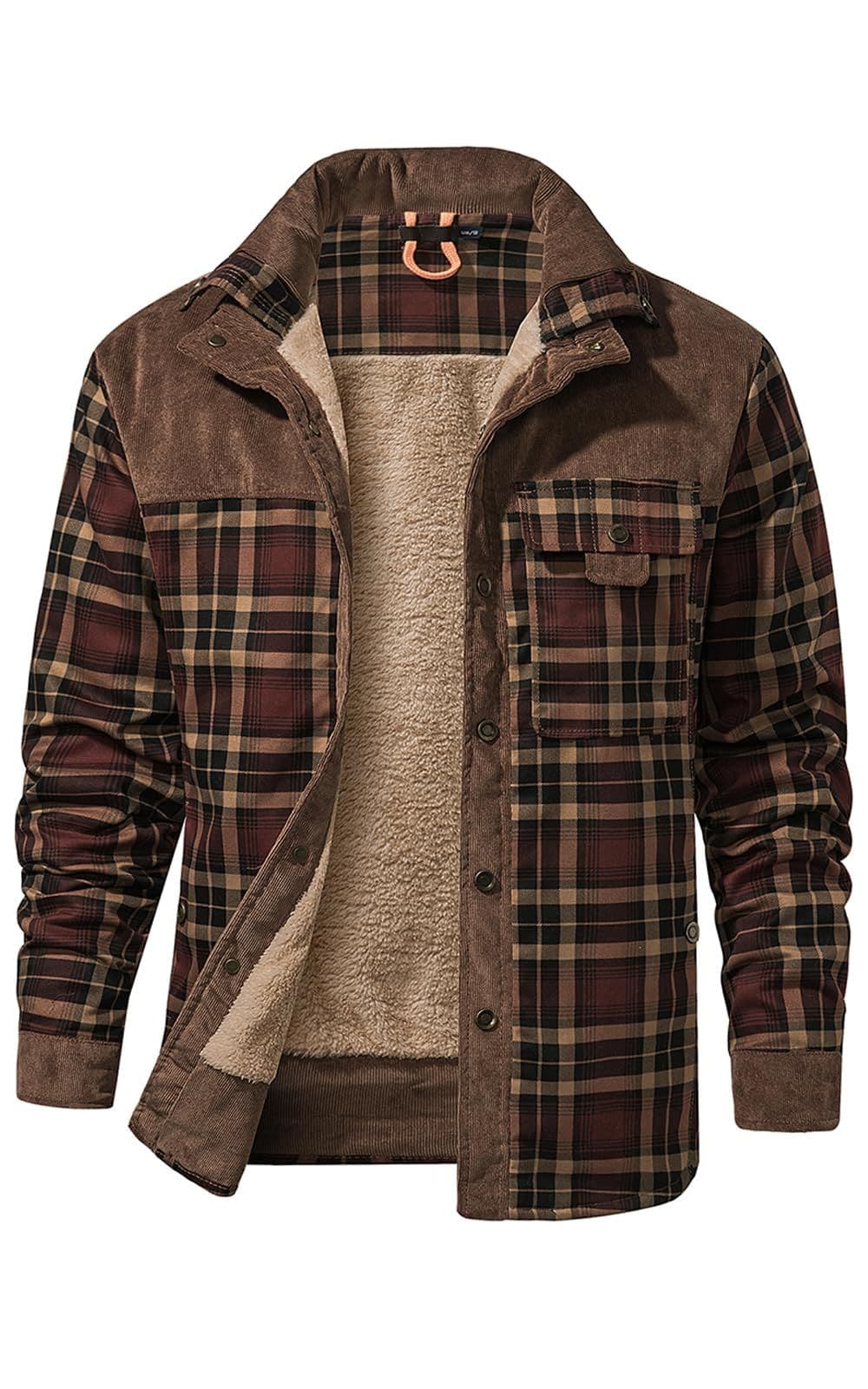Brown flannel jacket look